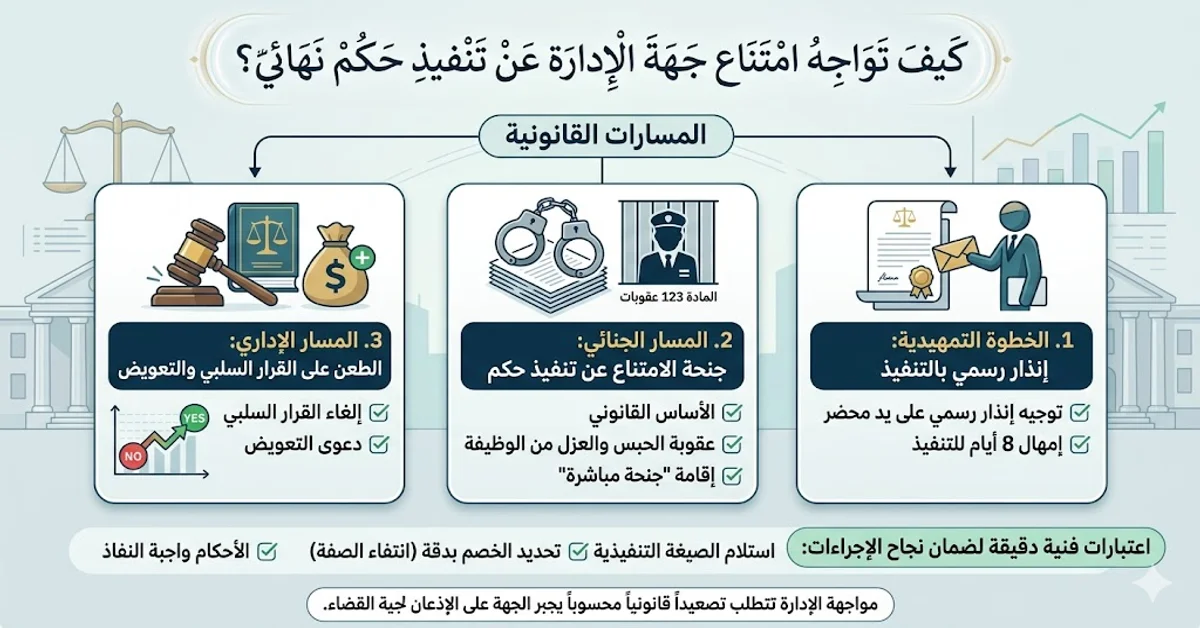 كيف تواجه امتناع حهة الادارة عن تنفيذ الحكم