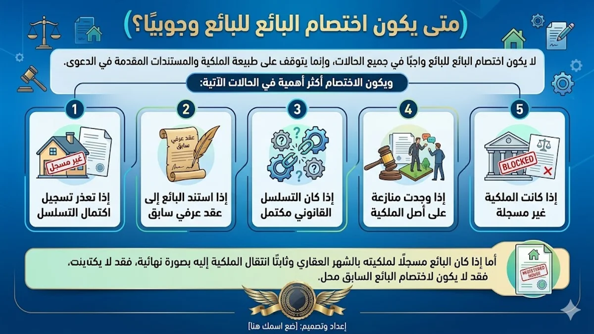 متى يكون اختصام البائع للبائع وجوبيًا؟