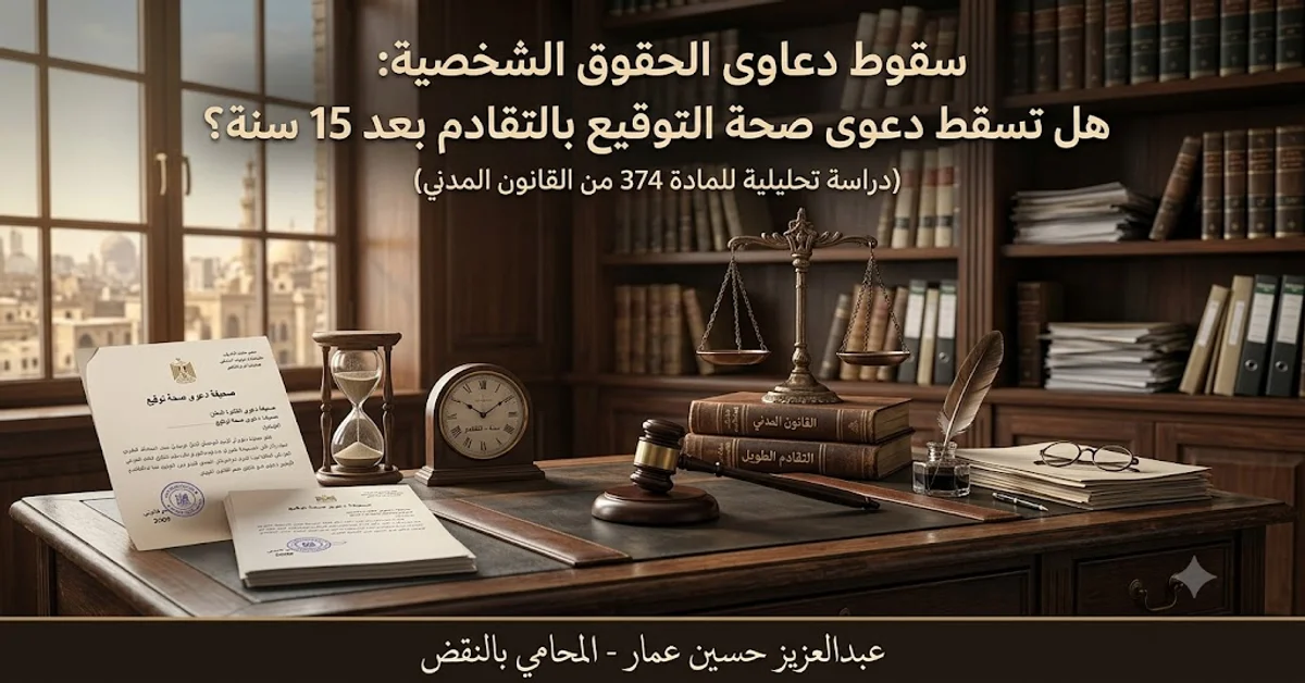 سقوط دعاوى الحقوق الشخصبة - حكم سقوط دعوى صحة التوقيع بالتقادم بعد 15 سنة