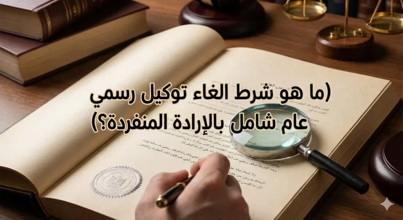 ما هو شرط الغاء توكيل رسمي عام شامل بالإرادة المنفردة؟