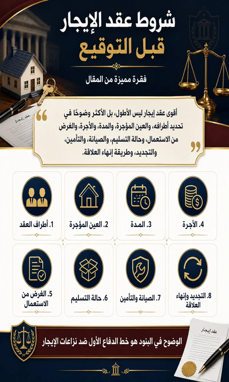 شروط عقد الإيجار قبل التوقيع وحماية المؤجر والمستأجر