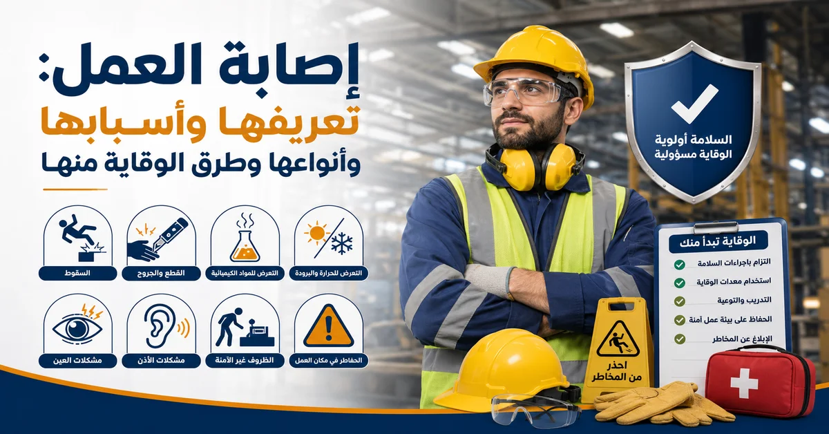 اصابة العمل: تعريفها وأسبابها وأنواعها وطرق الوقاية منها