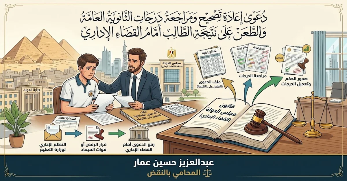 اعادة تصحيح امتحان الثانوية ومراجعة درجات الثانوية العامة والطعن على نتيجة الطالب أمام القضاء الإداري