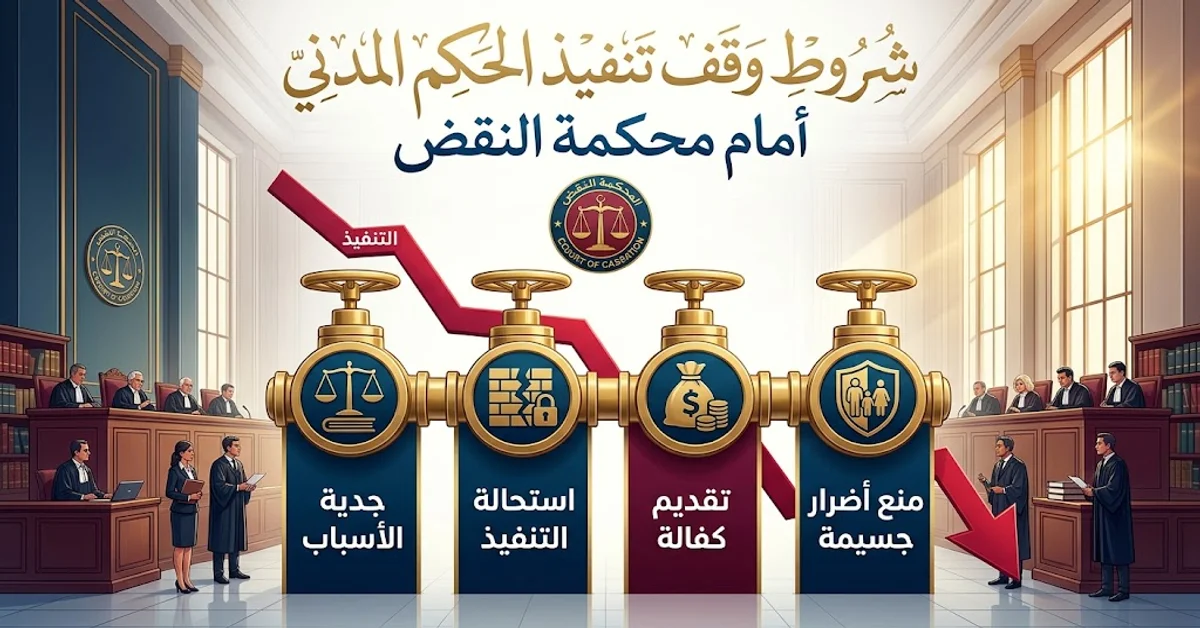 شروط وقف تنفيذ الحكم المدني أمام محكمة النقض شروط وقف تنفيذ الحكم المدني أمام محكمة النقض