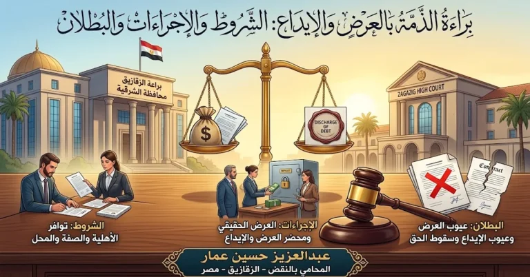 براءة الذمة بالعرض والإيداع الشروط والإجراءات والبطلان براءة الذمة بالعرض والإيداع في القانون المصري: الشروط والإجراءات