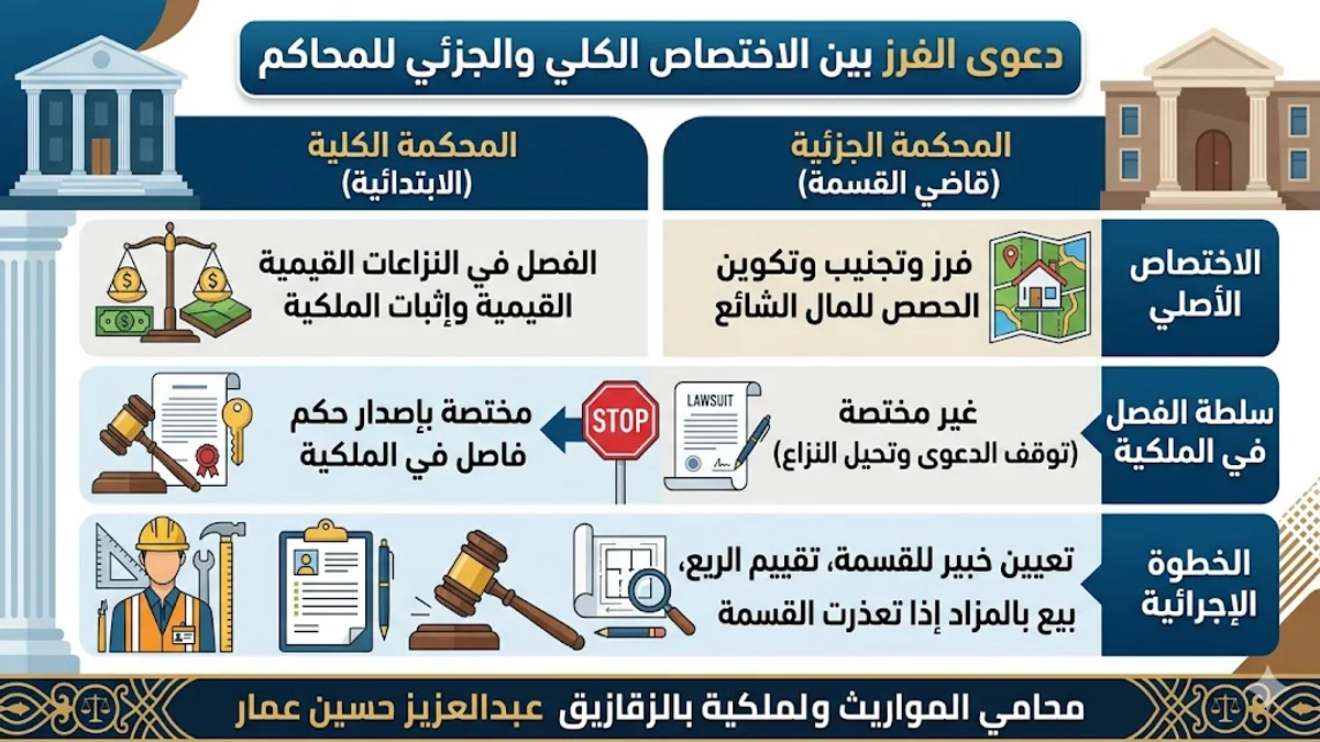 دعوى الفرز بين الاختصاص الكلى والجزئي دعوى الفرز بين الاختصاص الكلى والجزئي