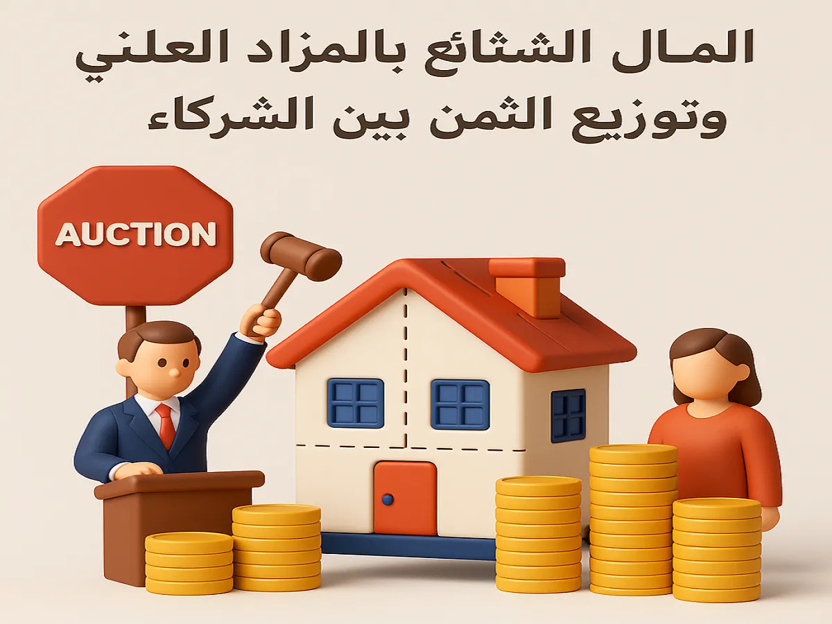 بيع المال الشائع بالمزاد العلني وتوزيع الثمن بين الشركاء بيع المال الشائع بالمزاد العلني وتوزيع الثمن بين الشركاء
