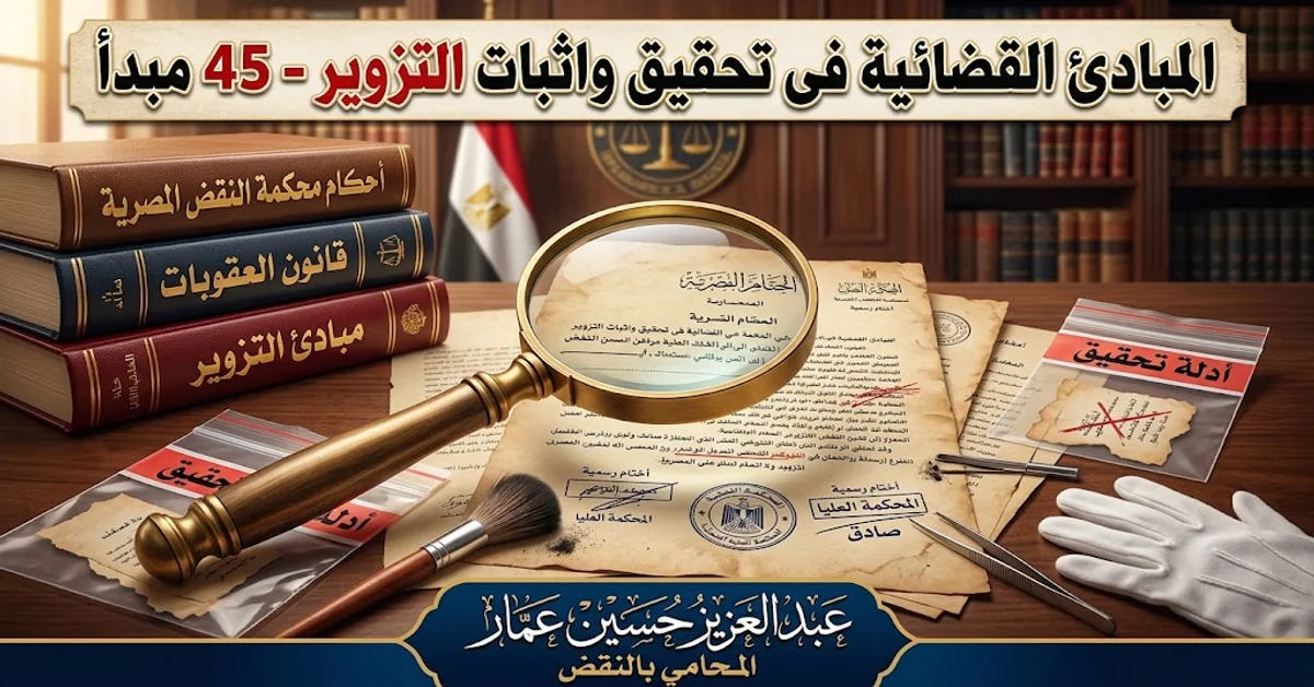 المبادئ القضائية فى تحقيق واثبات التزوير - 45 مبدأ