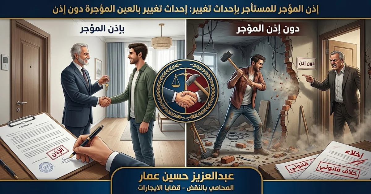 إذن المدير للمستأجر بإحداث وأثر التغيير بالعين المؤجرة دون إذن