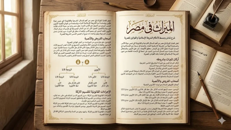 الميراث في مصر وجدول الفروض والأنصبة مع أمثلة عملية لكل وارث