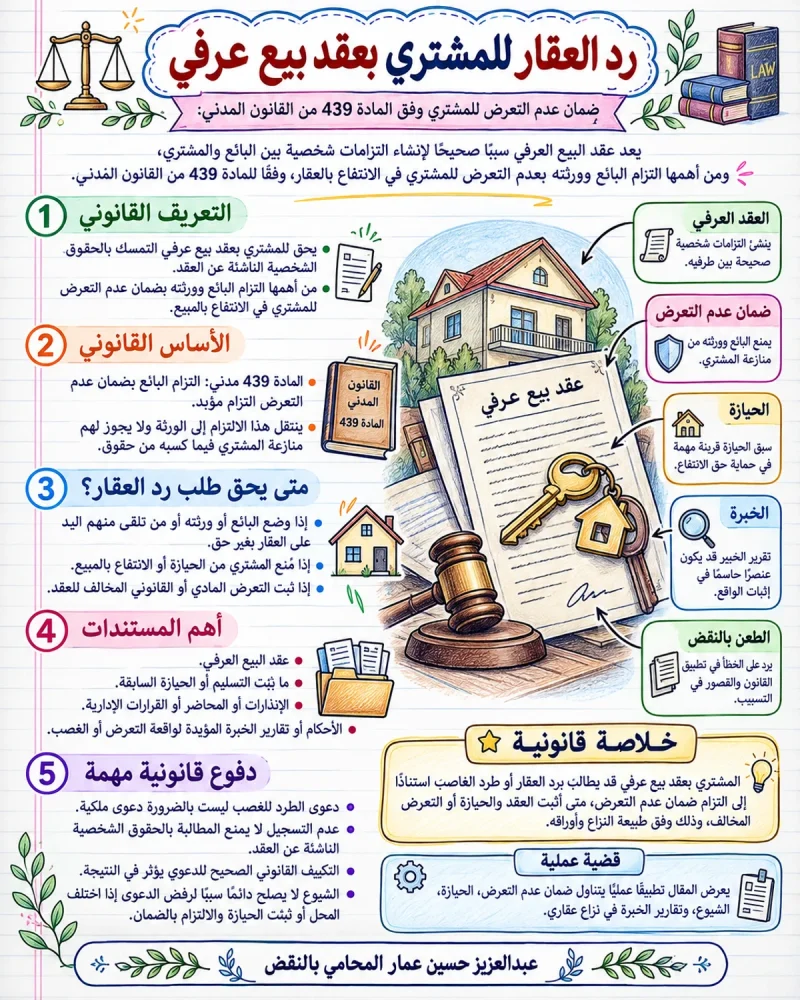 إنفوجرافيك قانوني_ رد العقار بعقد عرفي