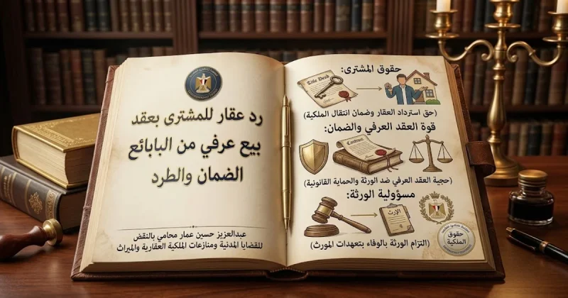 رد عقار للمشترى بعقد بيع عرفي من ورثة البائع الضمان والطرد