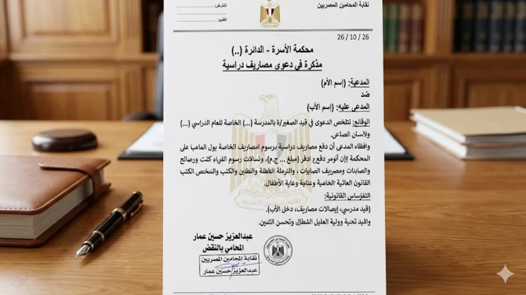 مذكرة دفاع الأب ضد مصاريف دراسية للتعليم الخاص