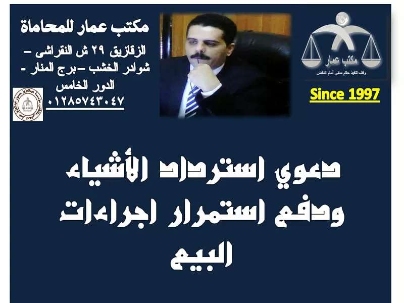 دعوي استرداد الأشياء ودفع استمرار اجراءات البيع