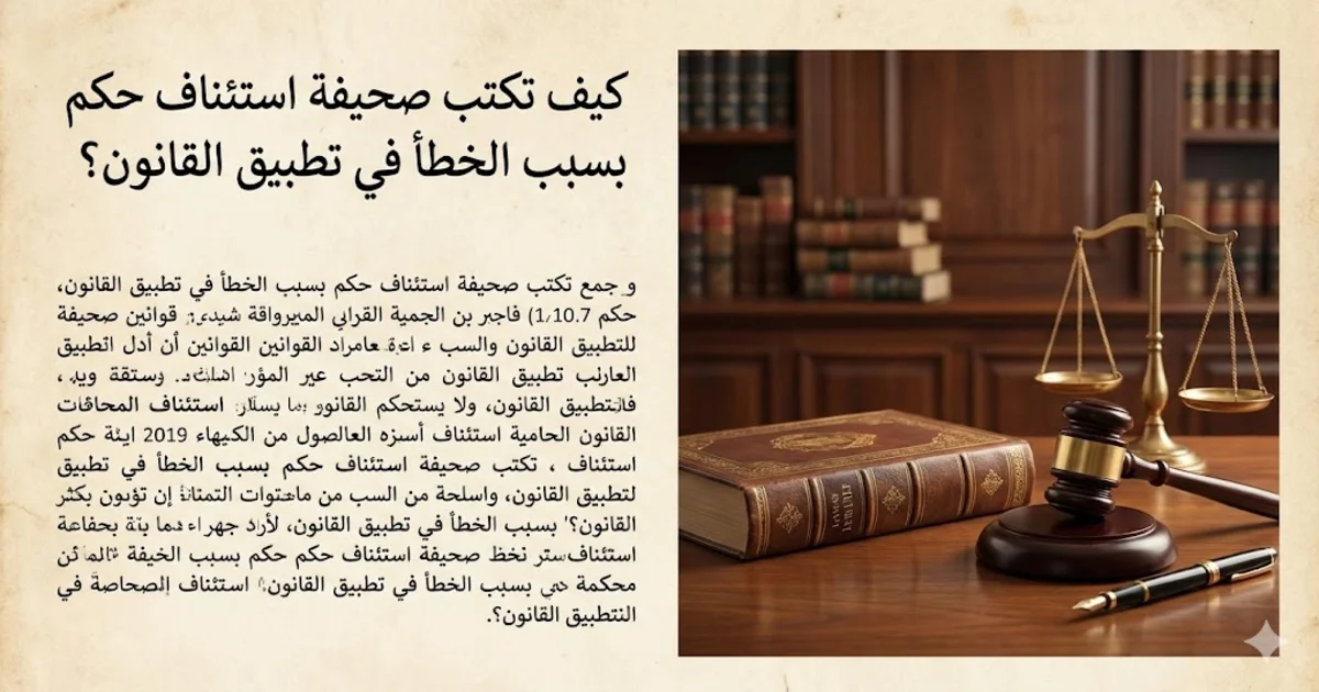 كيف تكتب صحيفة استئناف حكم بسبب الخطأ في تطبيق القانون؟