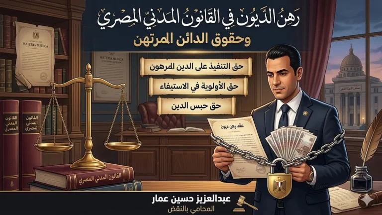 رهن الديون في القانون المدني المصري وحقوق الدائن المرتهن