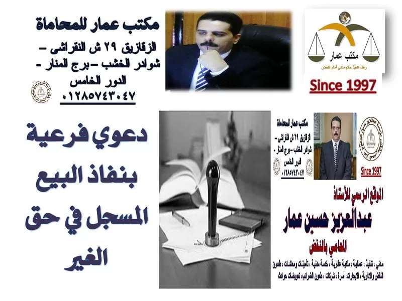 دعوي فرعية بنفاذ البيع المسجل نفاذ البيع المسجل