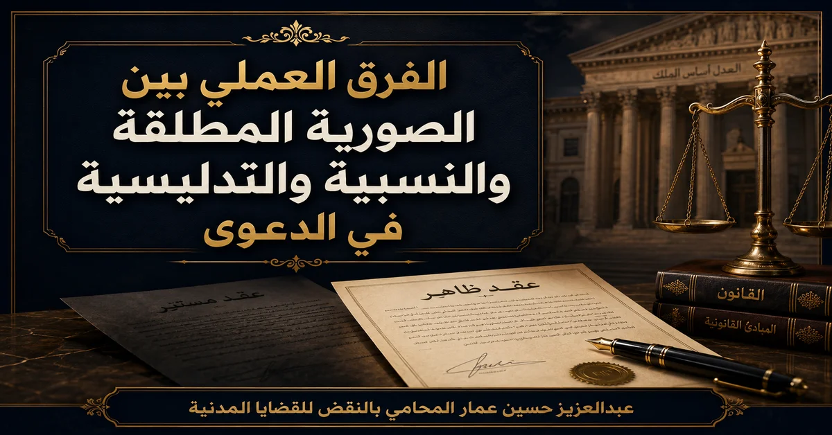 الفرق العملي بين الصورية المطلقة والنسبية والتدليسية في الدعوى
