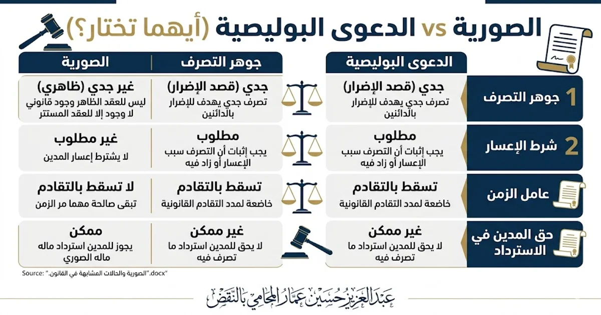 الصورية في القانون والدعوى البوليصية 