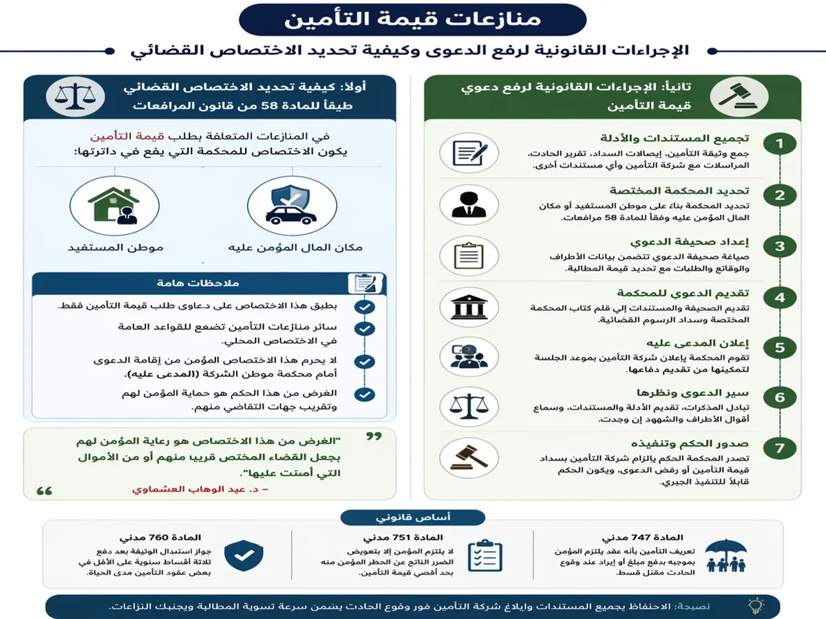 الإجراءات القانونية لرفع دعوى قيمة التأمين