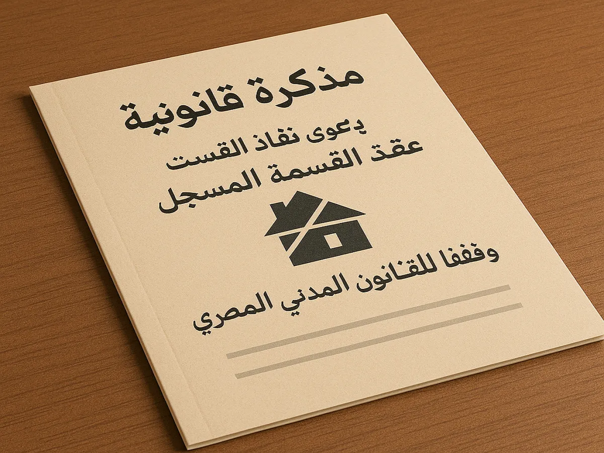 مذكرة قانونية بدعوى نفاذ عقد القسمة المسجل