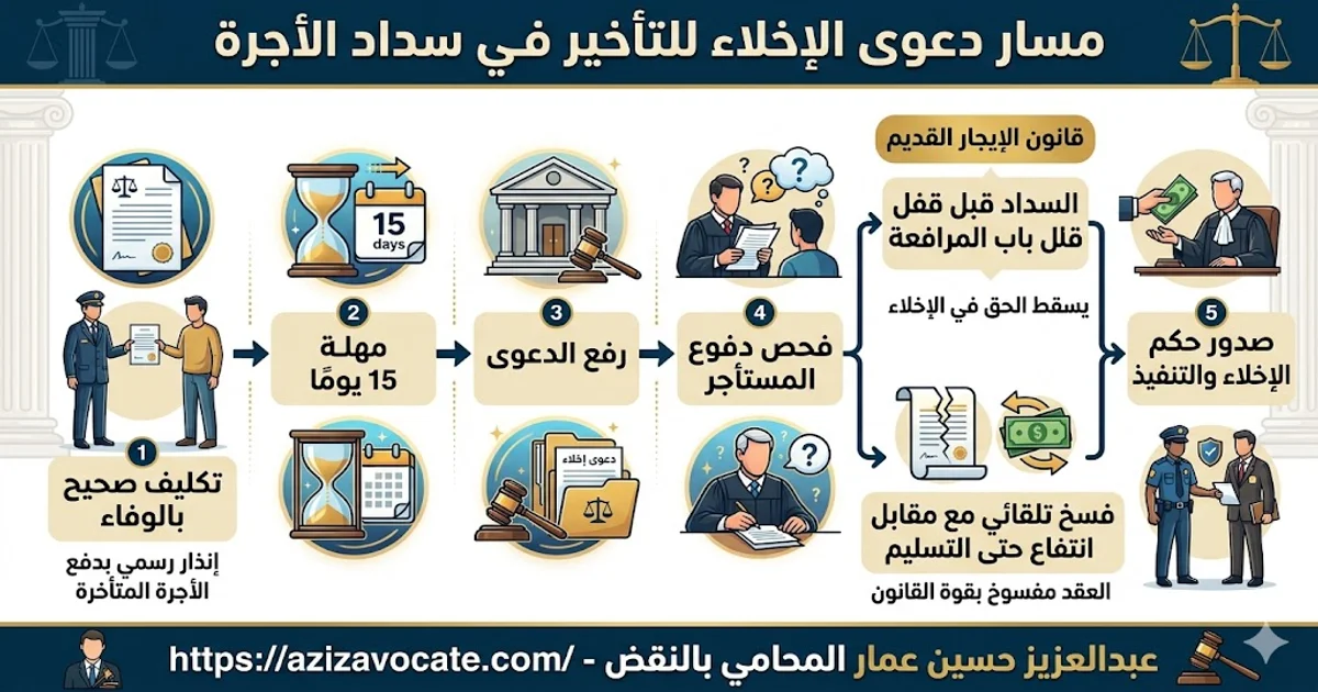 مسار دعوى الإخلاء للتأخير في سداد الأجرة