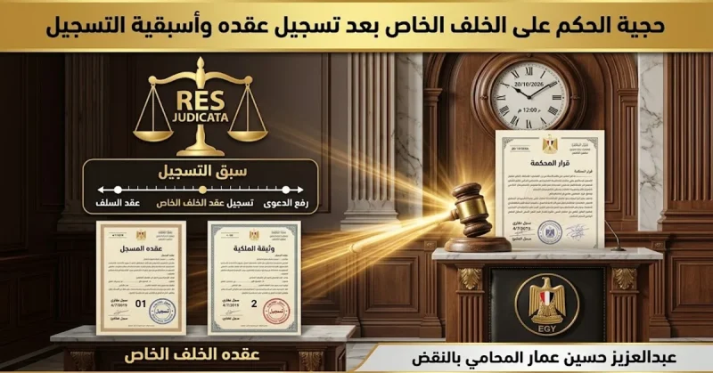 حجية الحكم على الخلف الخاص بعد تسجيل عقده وأسبقية التسجيل 1 دعوى تفضيل العقد المسجل: التفاصيل القانونية وخطوات التصرف