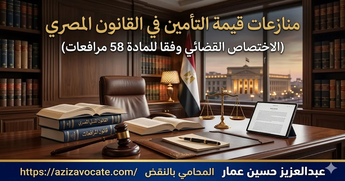 منازعات قيمة التأمين في القانون المصري الاختصاص القضائي وفقا للمادة 58 مرافعات