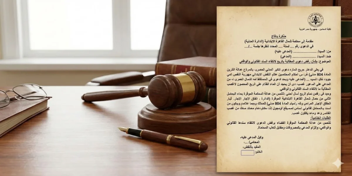 مذكرة قانونية برفض الريع أمام المحكمة دفوع الاختصاص المحلي وانتفاء السند المشروع