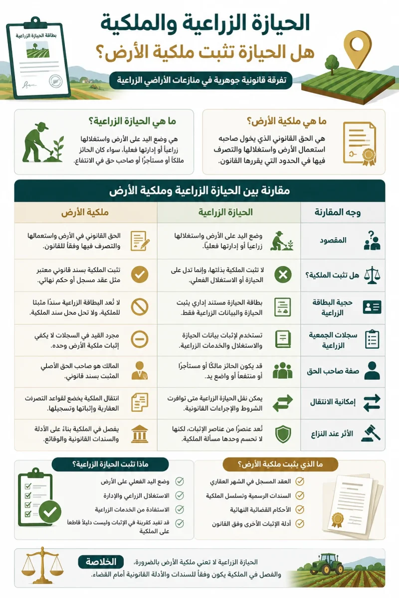 نقل الحيازة الزراعية والملكية مقارنة قانونية
