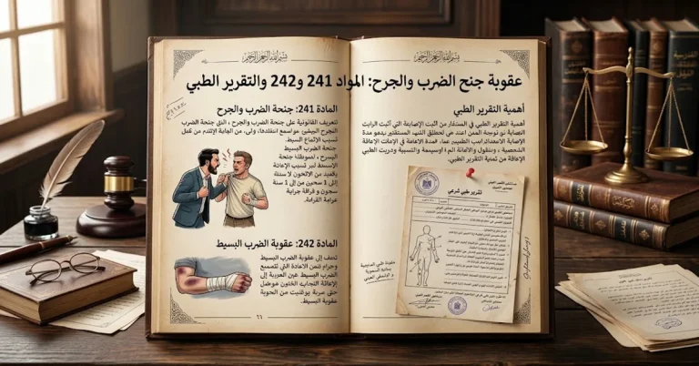 عقوبة جنح الضرب والجرح: المواد 241 و242 والتقرير الطبي