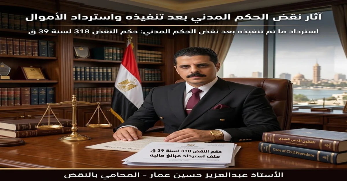استرداد ما تم تنفيذه بعد نقض الحكم المدني - حكم النقض 318 لسنة 39 ق استرداد ما تم تنفيذه بعد نقض الحكم المدني - حكم النقض 318 لسنة 39 ق