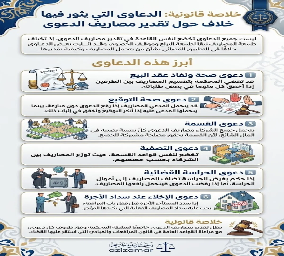 الدعاوى التي يثور فيها خلاف حول تقدير مصاريف الدعوى