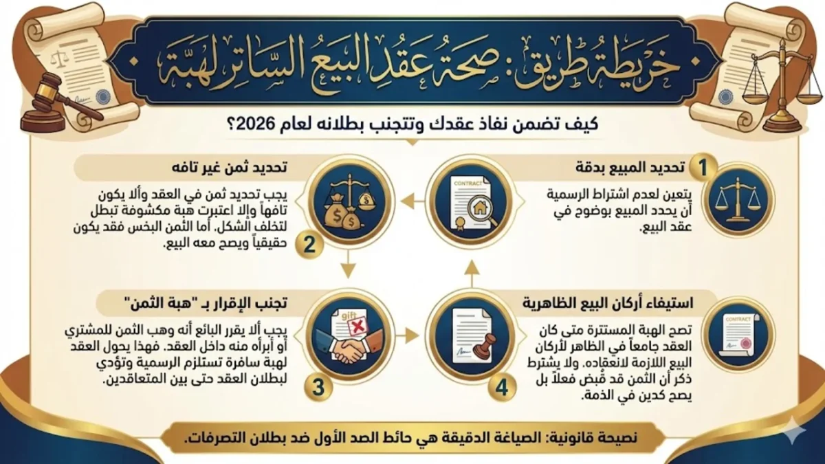 خريطة الطريق القانونية لضمان صحة عقد البيع الساتر لهبة ونفاذه