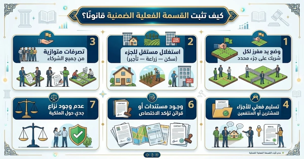 كيف تثبت القسمة الفعلية الضمنية قانونًا؟ كيف تثبت القسمة الفعلية الضمنية قانونًا؟