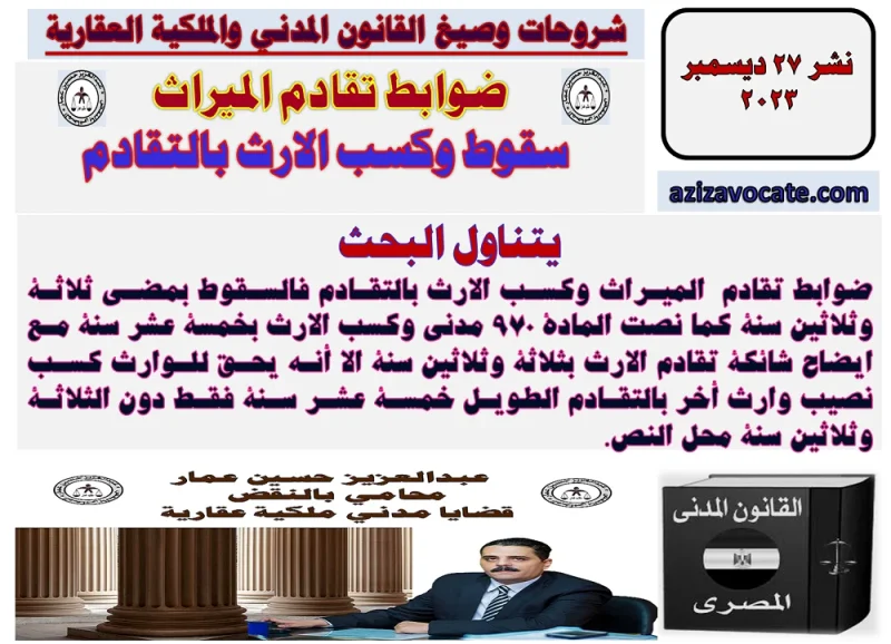 سقوط وكسب الارث بالتقادم تقادم الميراث