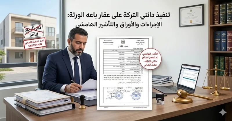 تنفيذ دائني التركة على عقار باعه الورثة الإجراءات والأوراق والتأشير الهامشي تنفيذ دائني التركة على عقار باعه الورثة الإجراءات والأوراق والتأشير الهامشي