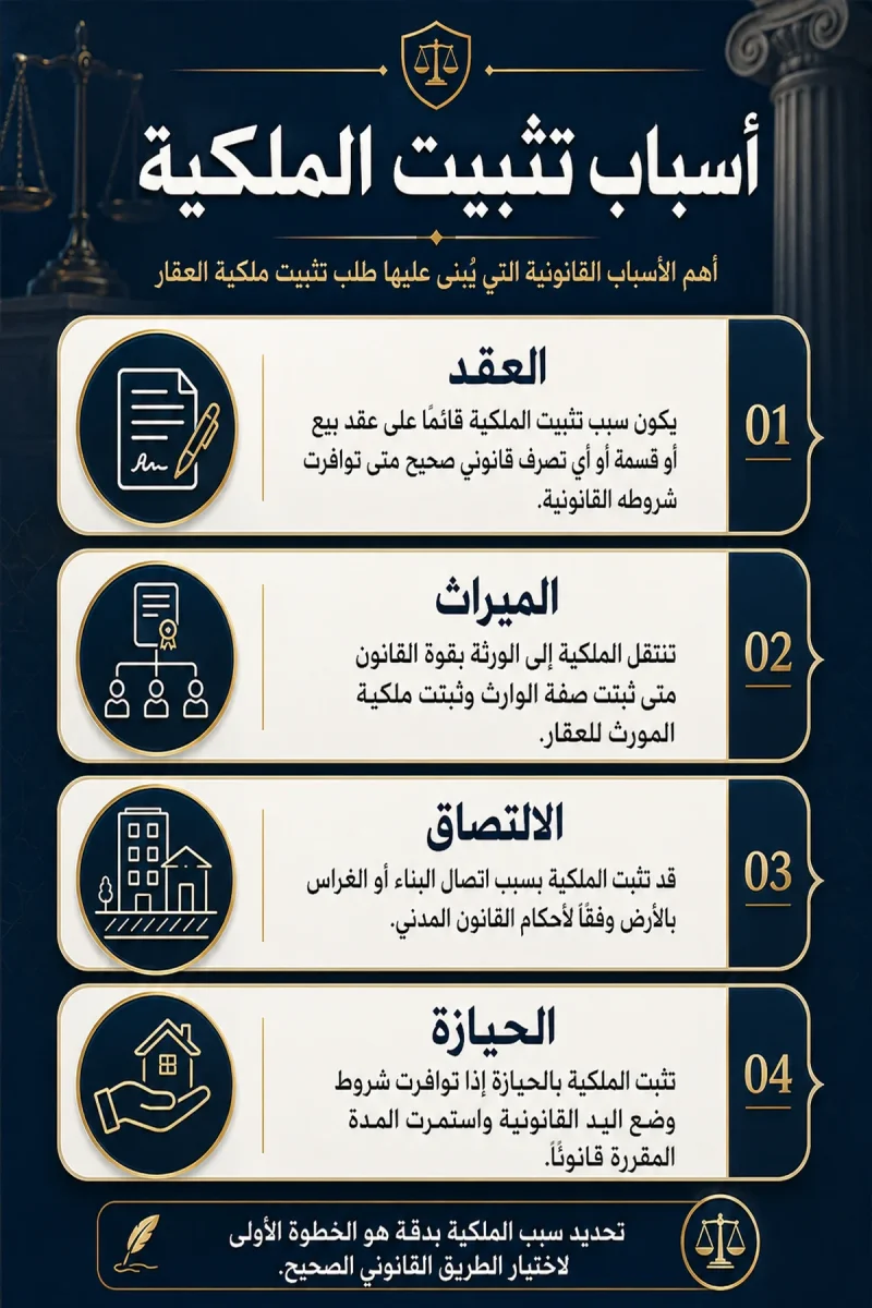 أسباب تثبيت الملكية دليل قانوني مختصر