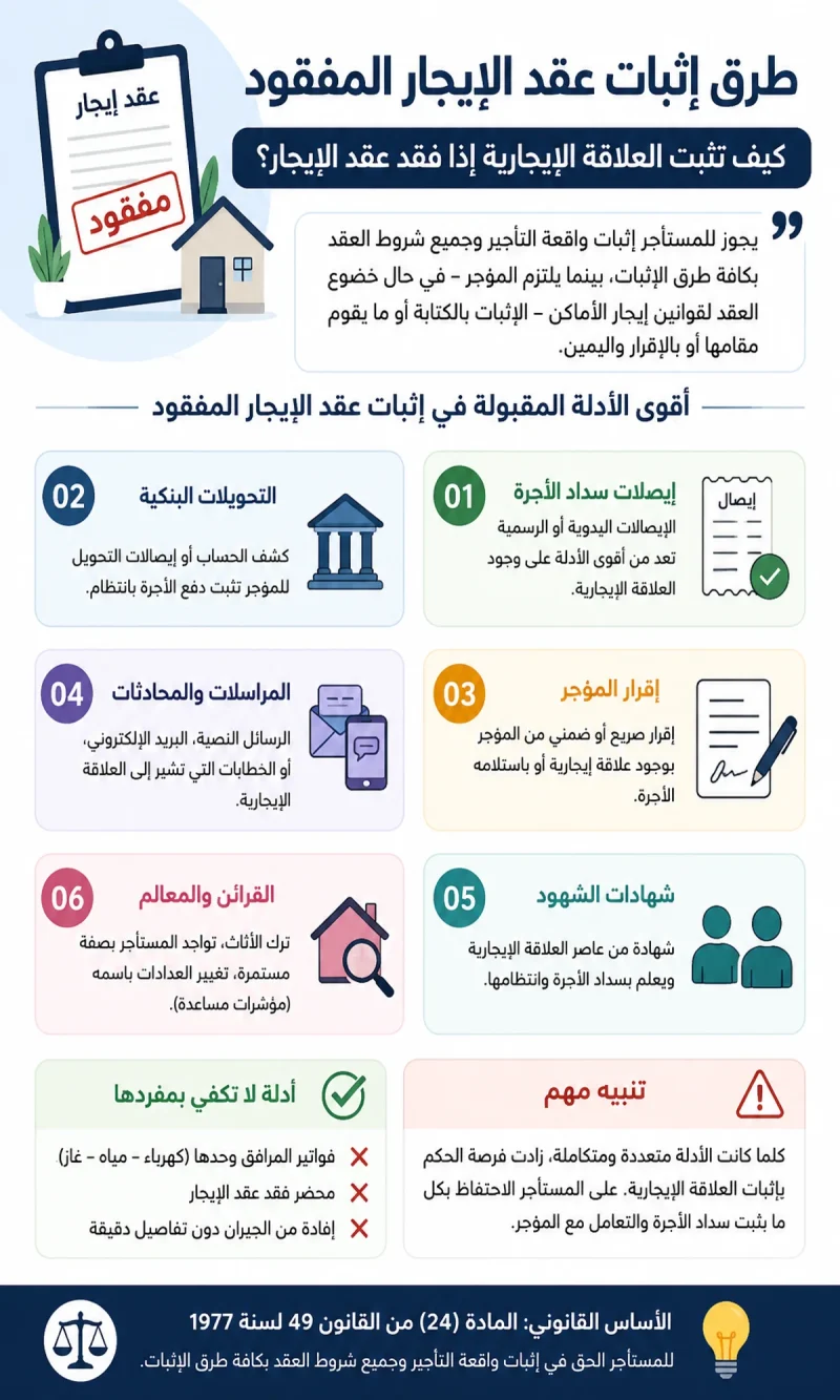 طرق إثبات عقد إيجار مفقود
