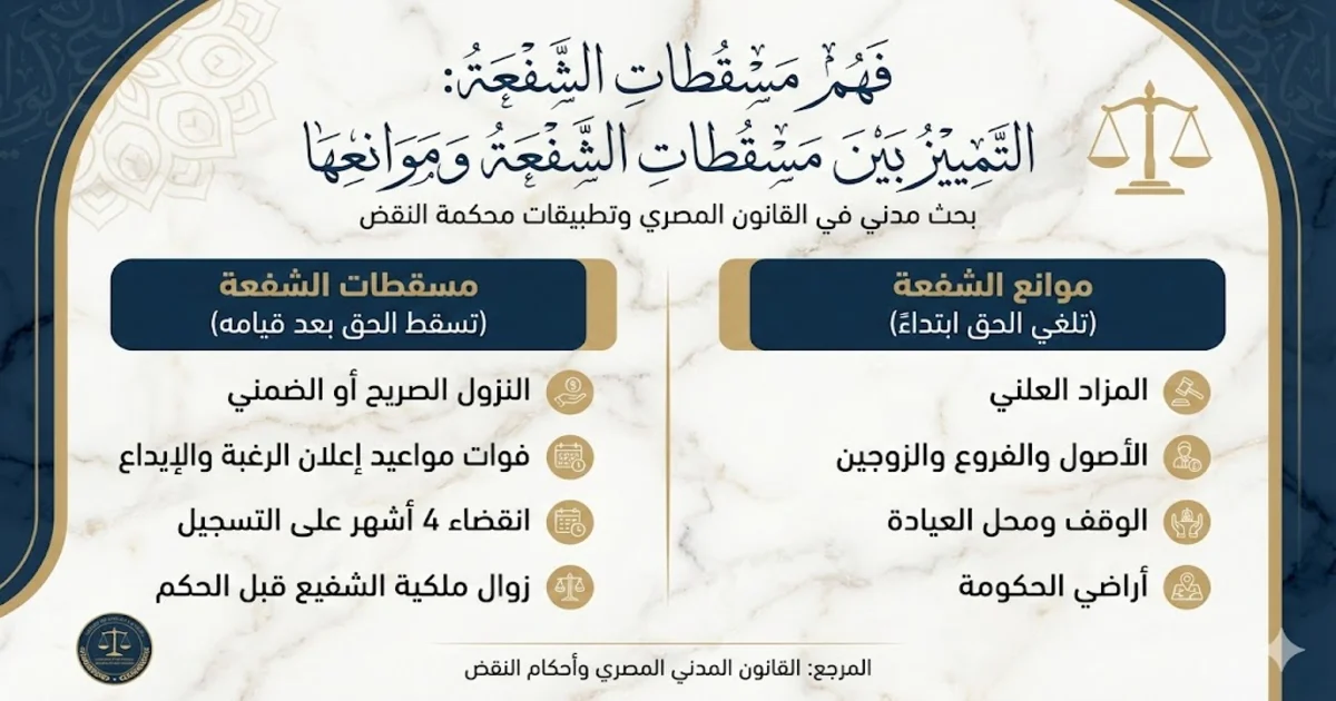 مسقطات الشفعة وموانعها في القانون المدني المصري — متى يسقط حق الشفيع؟