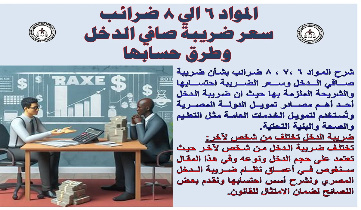المواد 6 الى 8 ضرائب سعر ضريبة صافي الدخل وطرق حسابها سعر ضريبة صافي الدخل وطرق حسابها