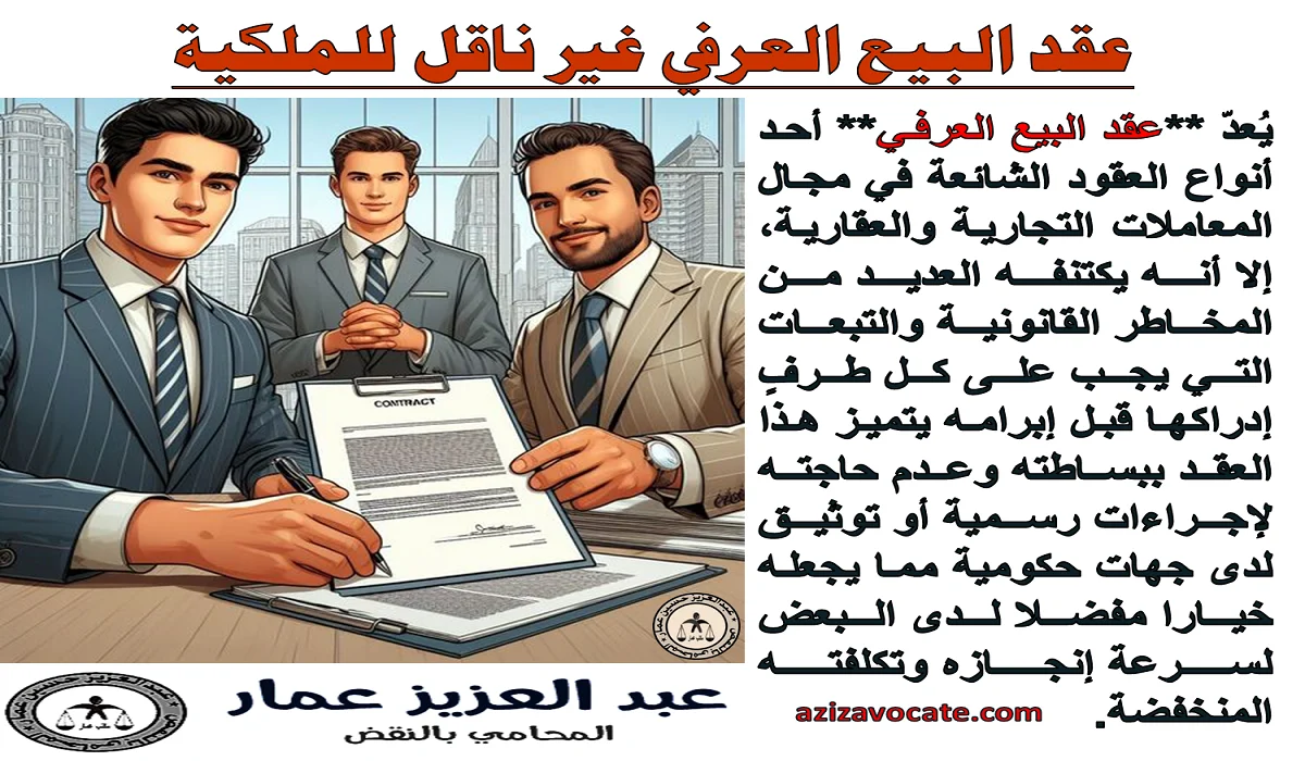 عقد البيع العرفي عقد البيع العرفي