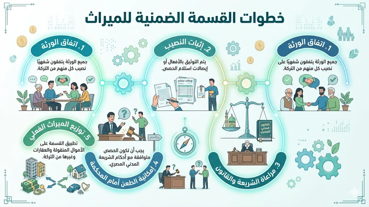 خطوات القسمة الضمنية للميراث