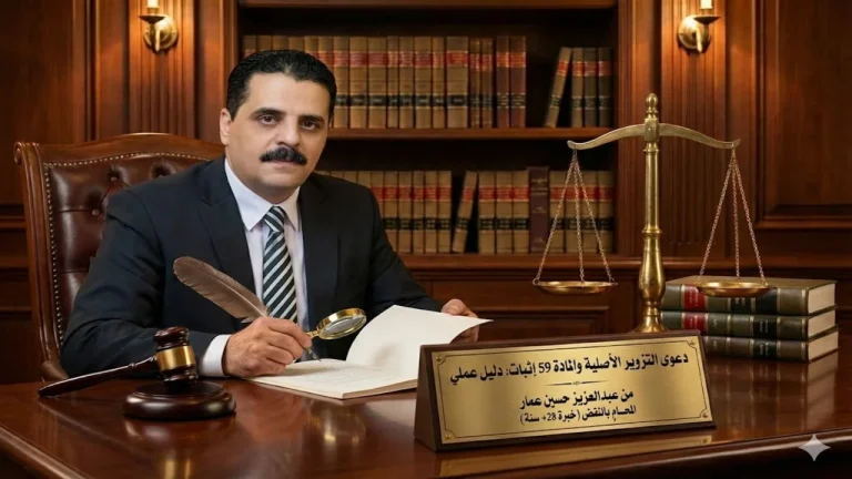 دعوى التزوير الأصلية والمادة 59 إثبات دليل عملي من عبدالعزيز حسين عمار محامٍ بالنقض خبرة 28 سنة دعوى التزوير الأصلية والمادة 59 إثبات دليل عملي من عبدالعزيز حسين عمار محامٍ بالنقض (خبرة 28+ سنة)