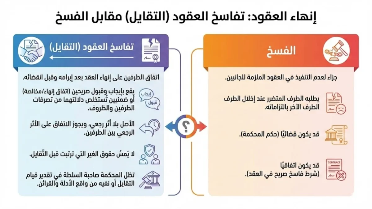 انهاء العقود - التفاسخ - التقايل - مقابل الفسخ انهاء العقود - التفاسخ - التقايل - مقابل الفسخ