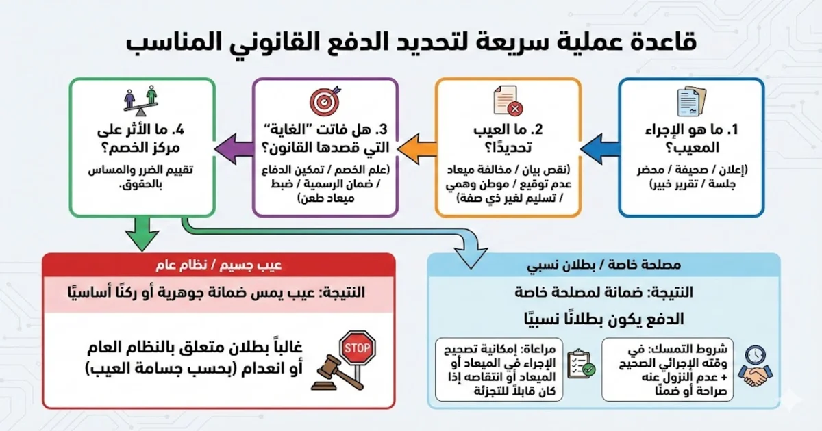 خريطة تحديد الدفع بالبطلان أو الانعدام في قانون المرافعات