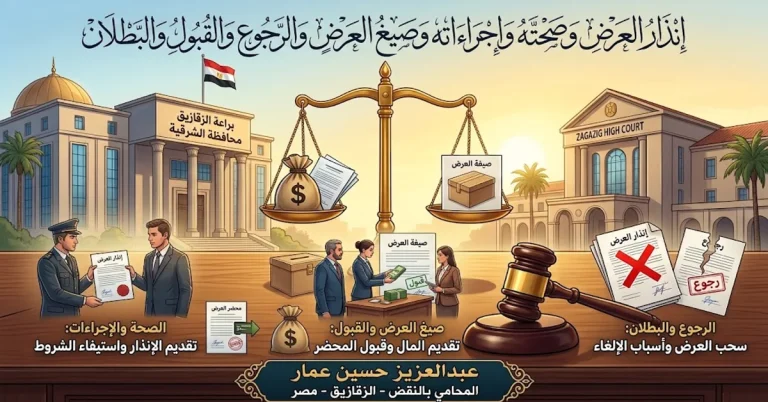 انذار العرض والإيداع الشروط والصيغ وأسباب البطلان