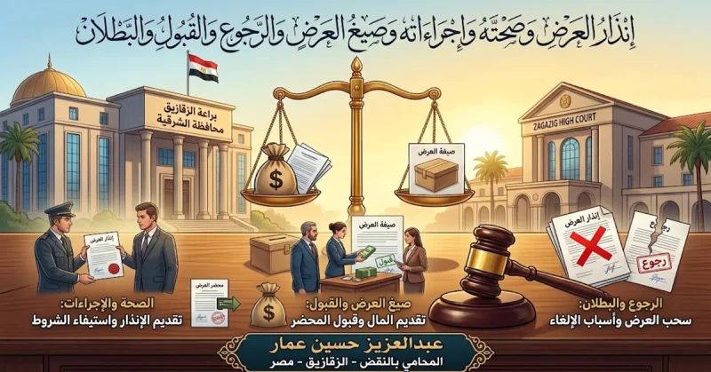 انذار العرض والإيداع الشروط والصيغ وأسباب البطلان