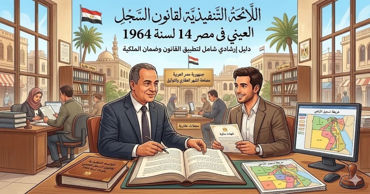 اللائحة التنفيذية لقانون السجل العيني فى مصر 14 لسنة 1964