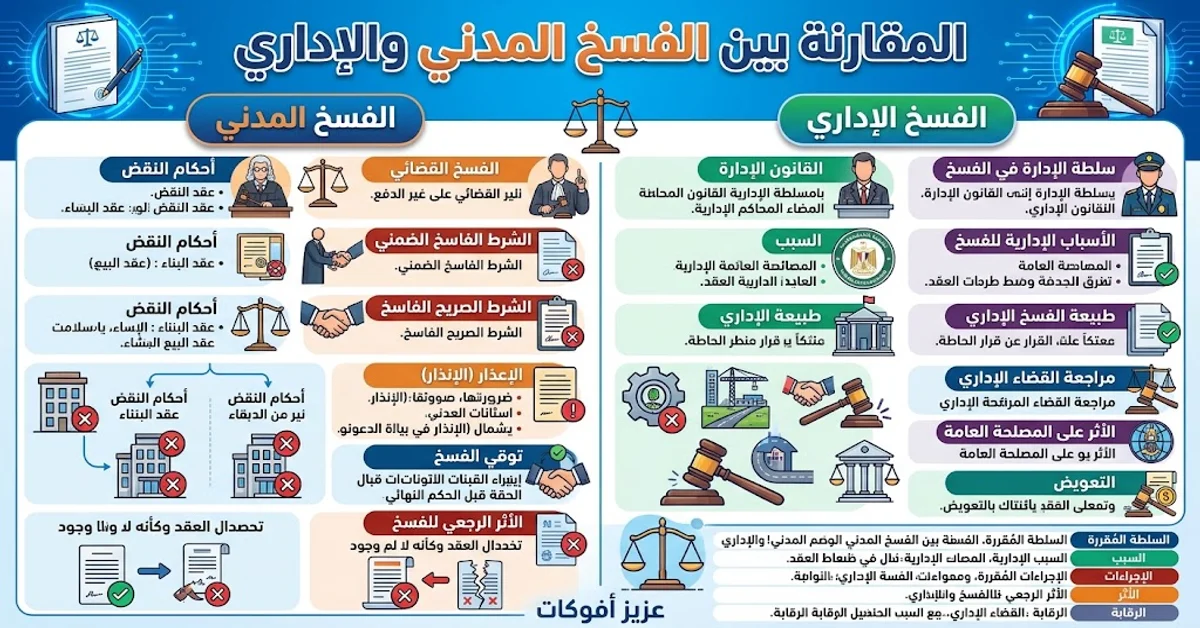 المقارنة بين الفسخ المدني والإداري
